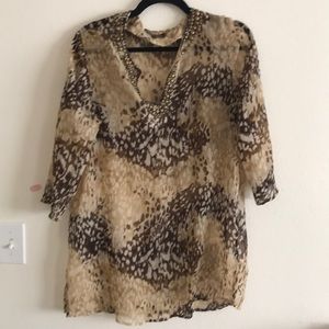 Leopard sheer studded coverup